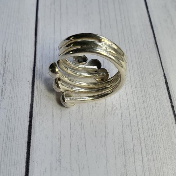 Sterling Silver Triple Layer Beaded Wrap Ring - Picture 10 of 15